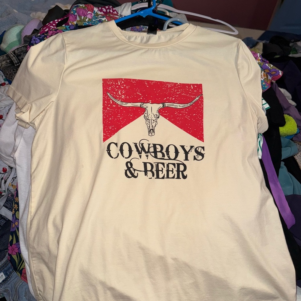 Cream shirt with Red Graphic